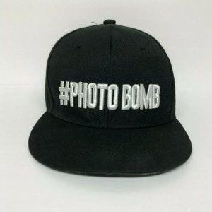 #Photo Bomb Baseball Hat Funny Black Snapback Embroidery Camo Bill Cap One Size